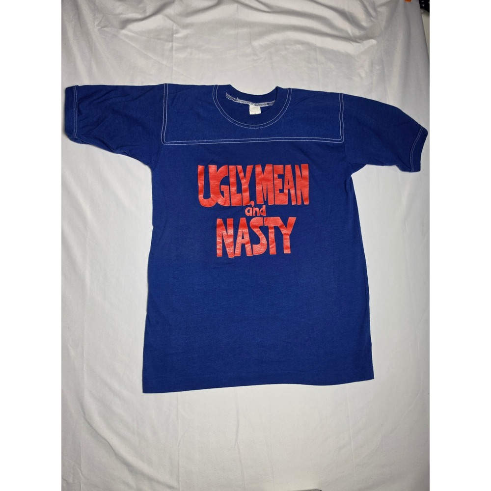 Vintage Ugly Mean and Nasty Graphic T-Shirt Blue Single Stitch Contrast Stitch M